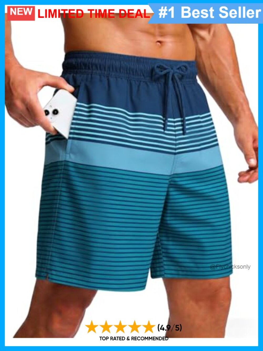 Men's Quick Dry Swim Trunks Mesh Lined Board Shorts 7 Inch